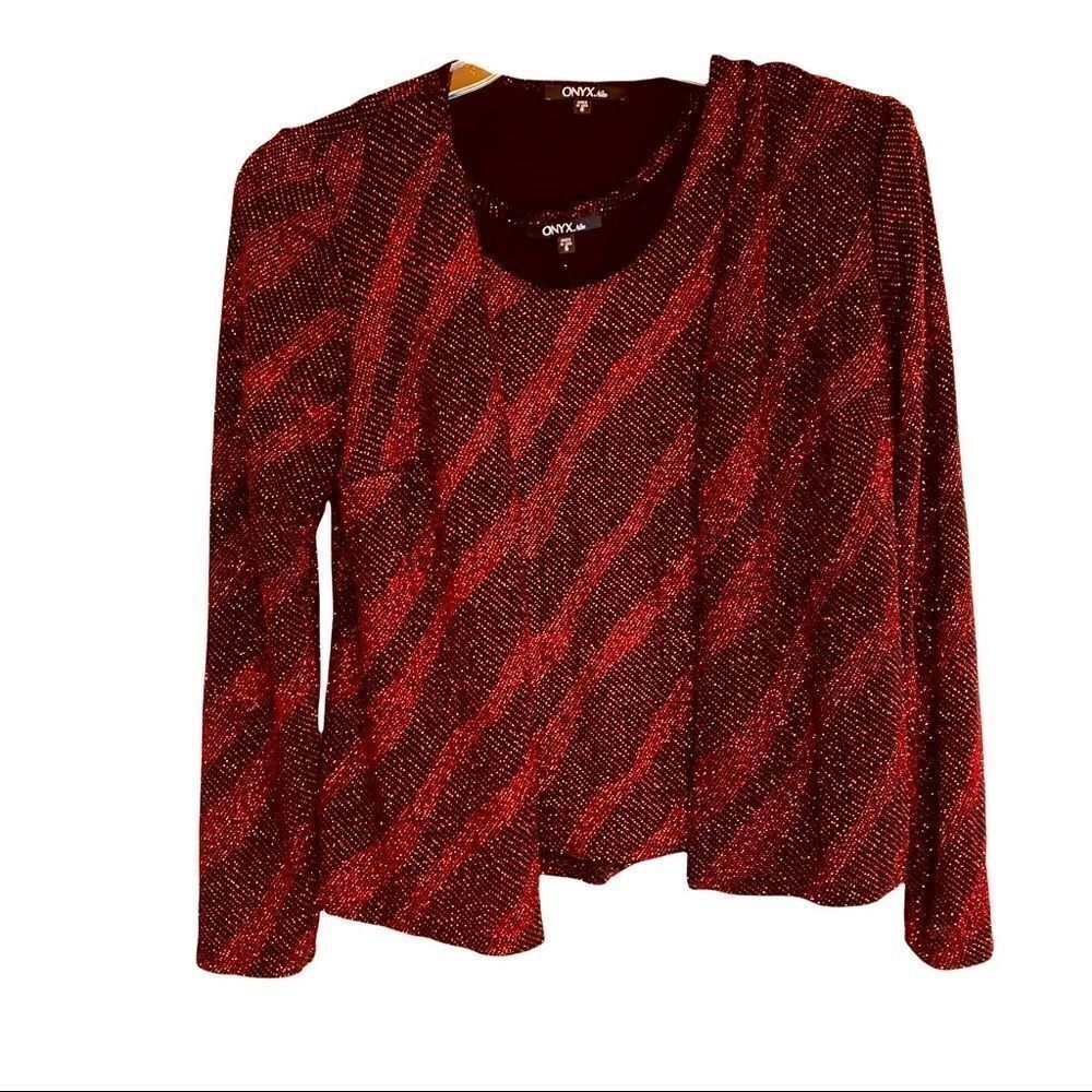 Metallic Red ONYX Nite Two Pc Evening Top Vintage NWT Sz Small